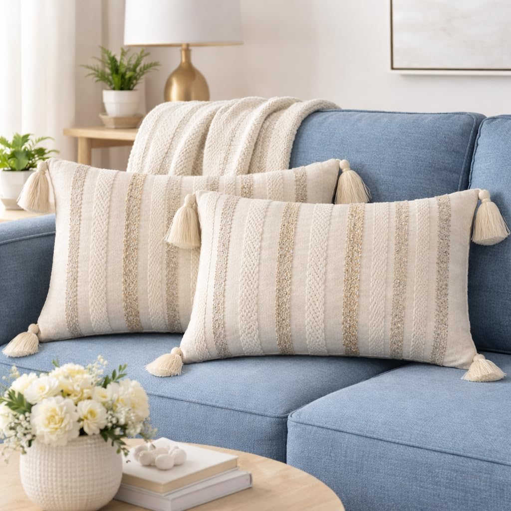 Ridge Ivory Cushion Cover