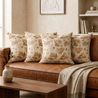Organic cotton slub, natural botanical prints Cushion Cover