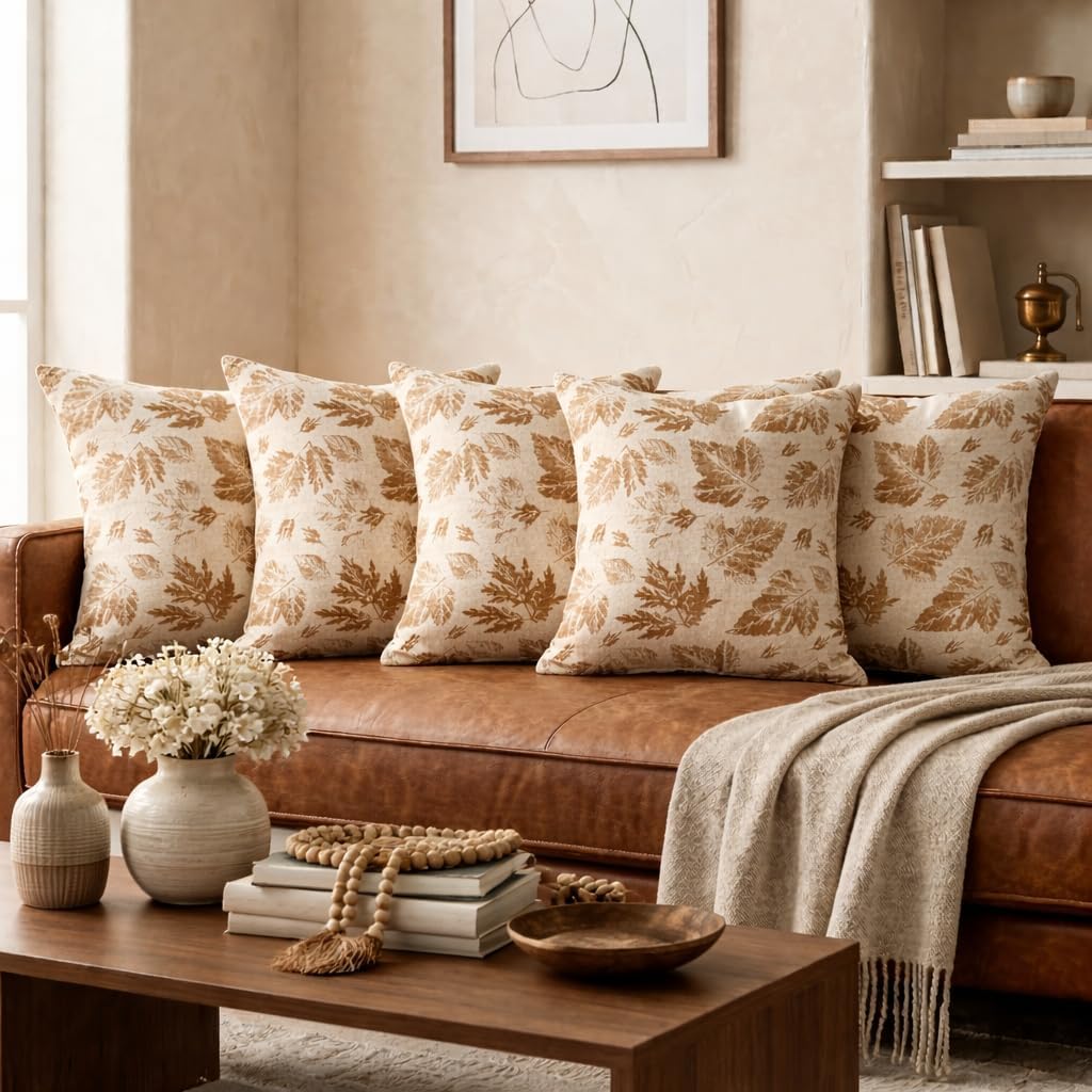 Organic cotton slub, natural botanical prints Cushion Cover