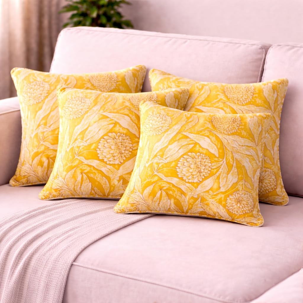 Mustard Bloom Natural Cotton Duck Cushion Cover