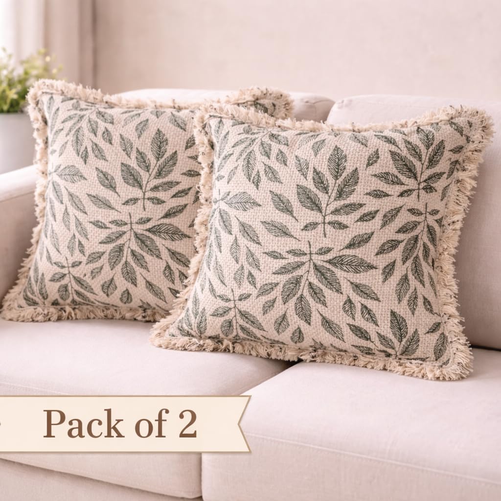 Forest Whisper Organic Cotton Slub Cushion Cover