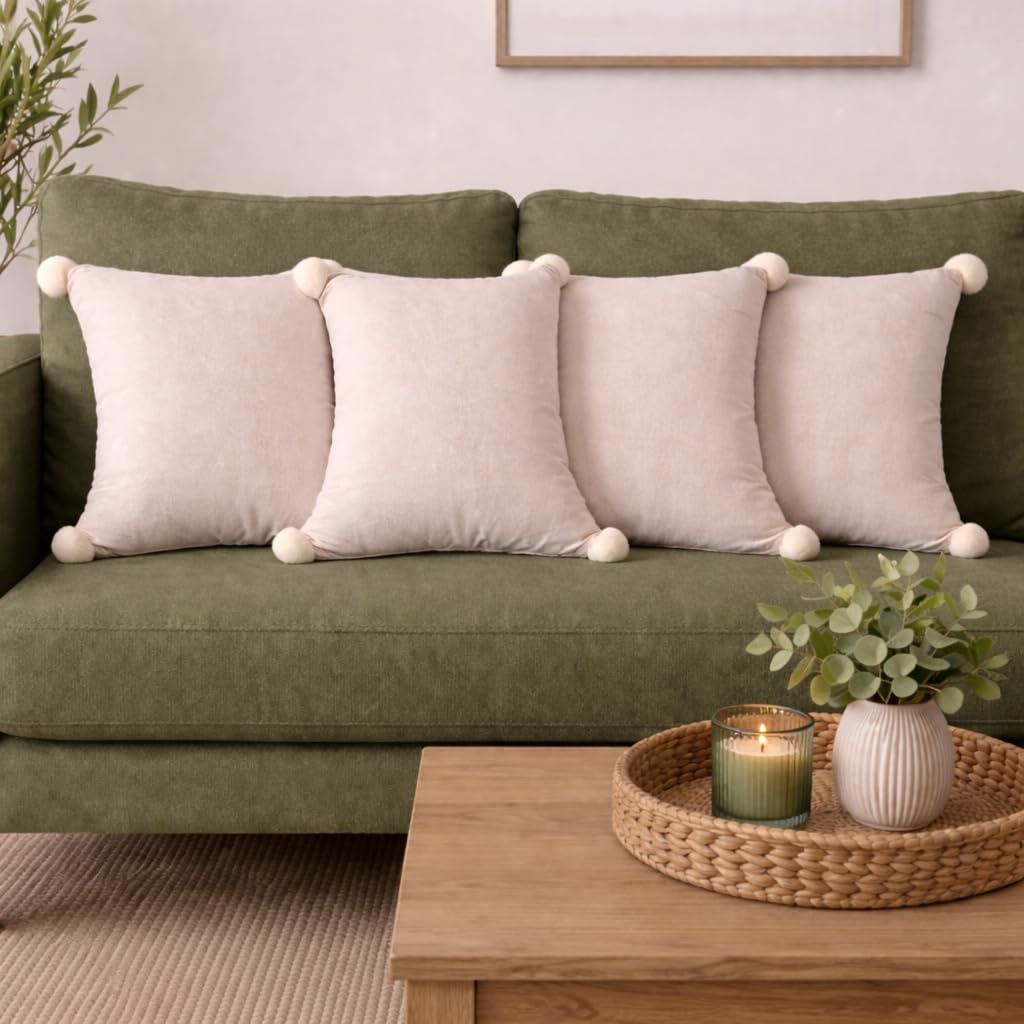 Palais Plush Velvet Pompom Cushion Cover