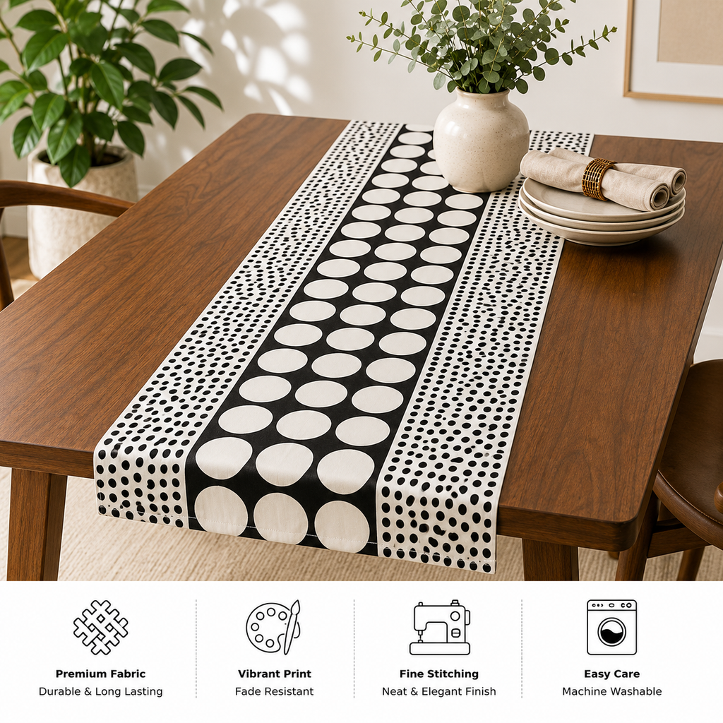 Black & White Harmony Reversible Table Runner