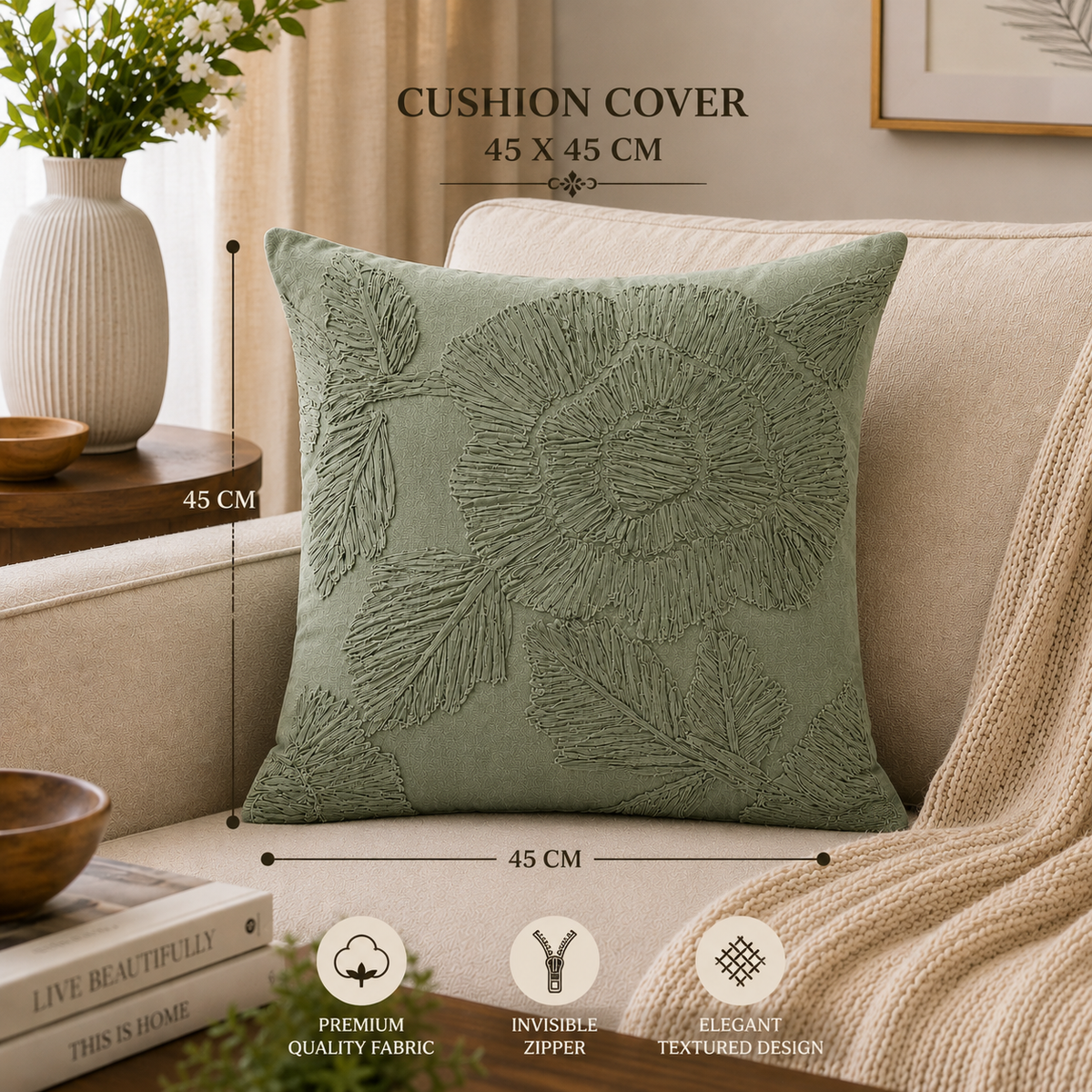Sculpted Petals Handwoven Cushion Cover