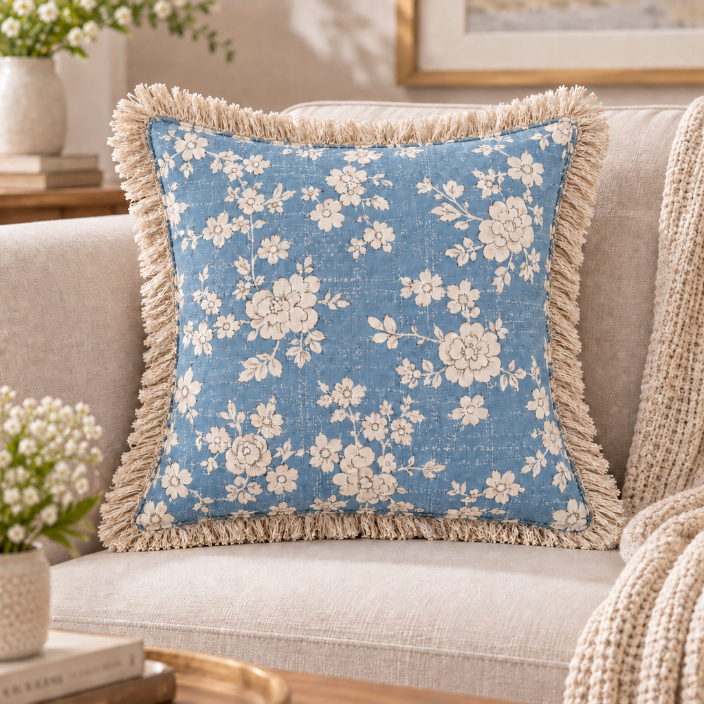 Botanique Double Layer Cotton Cushion Cover – Hand Block Printed