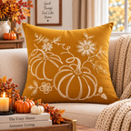 Pumpkin Harvest Throw Cushion Cover – Autumn Fall Decorative Accent Pillow - pack of 2