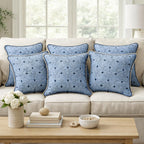 Celeste Star Grid  Indigo Cushion Cover