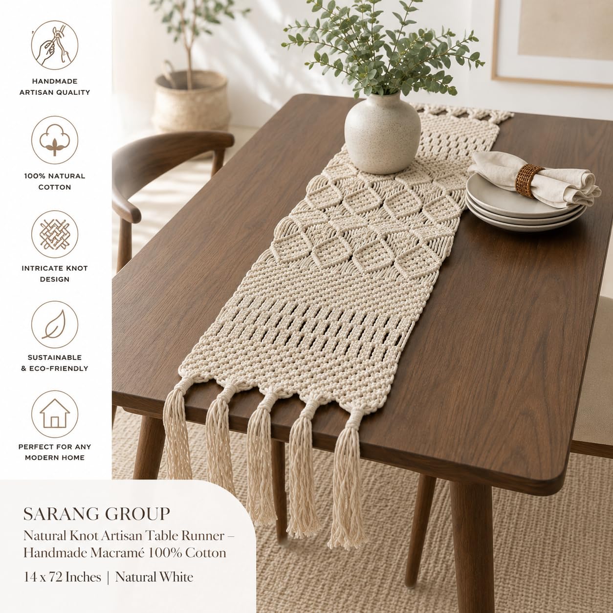 Natural Knot Artisan Table Runner
