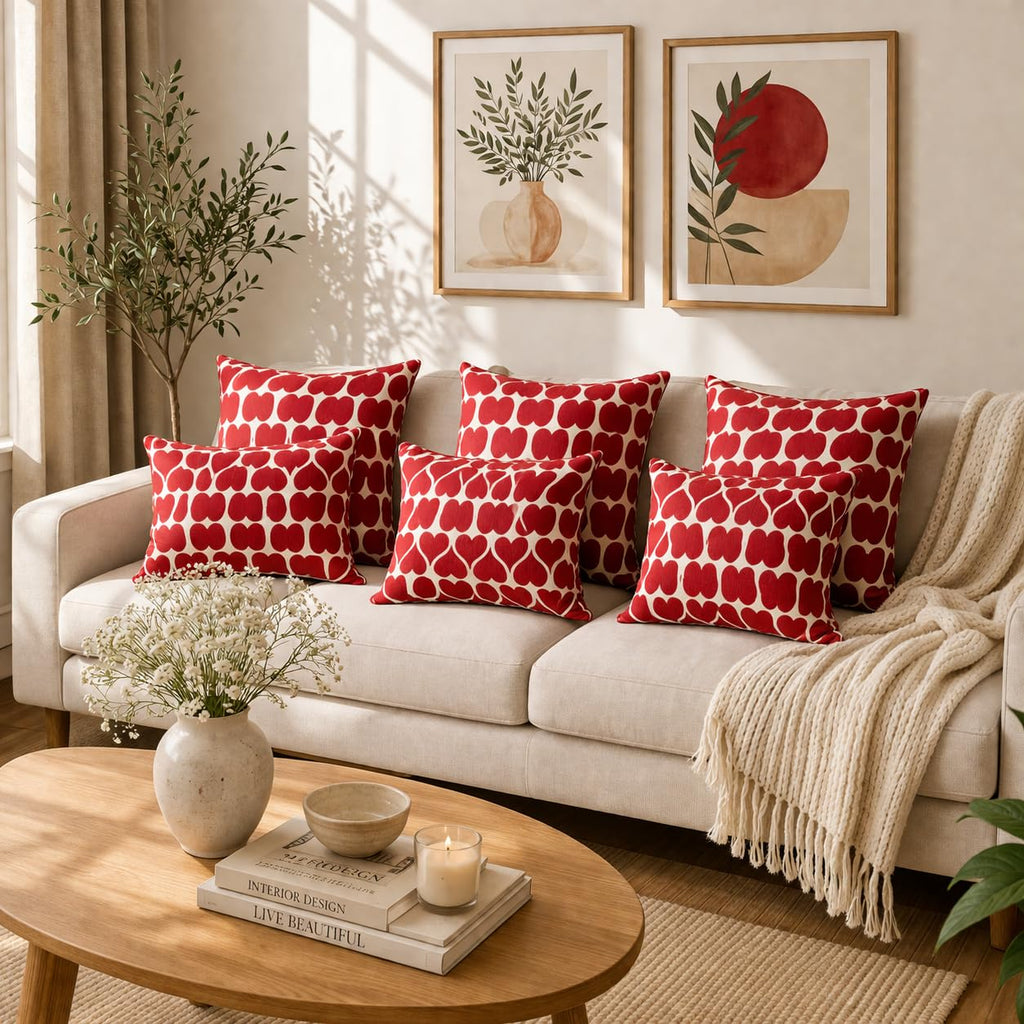 Seraphine Heart Slub Cotton Cushion Cover