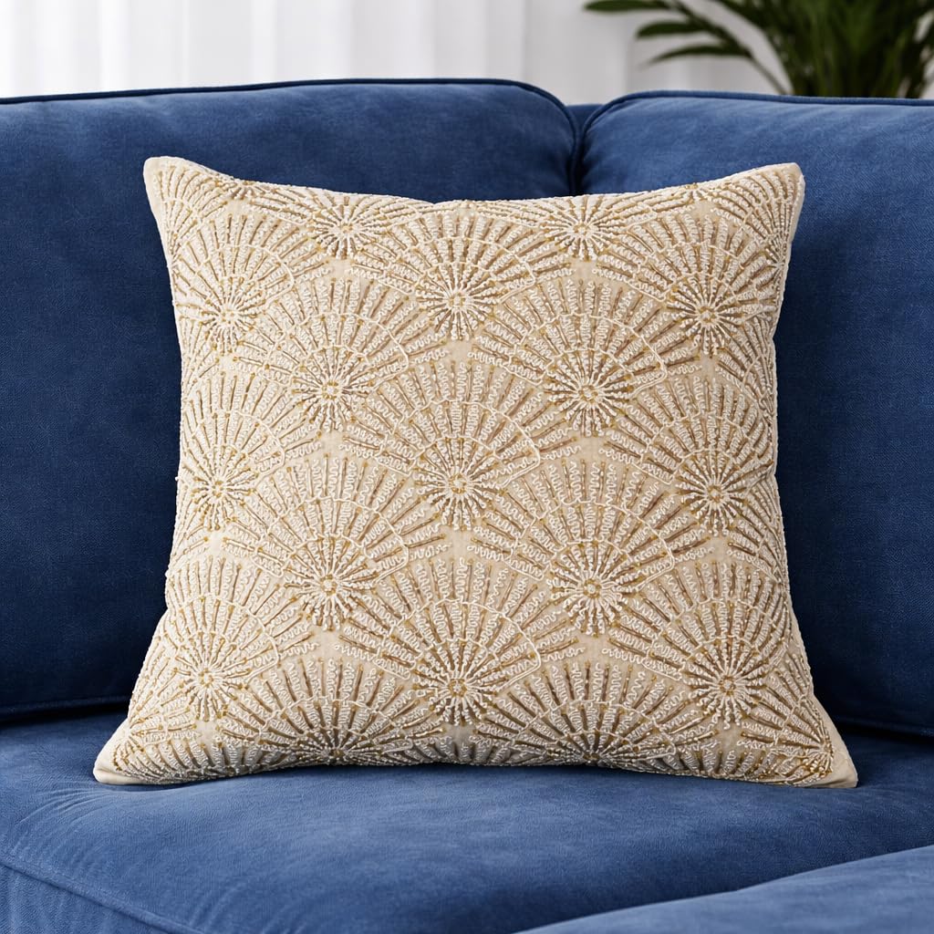 Luxury champagne gold radial embellished Cushion Cover