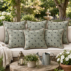 Celeste Star Grid Cushion  Olive green