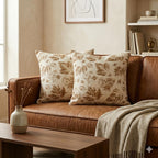 Organic cotton slub, natural botanical prints Cushion Cover