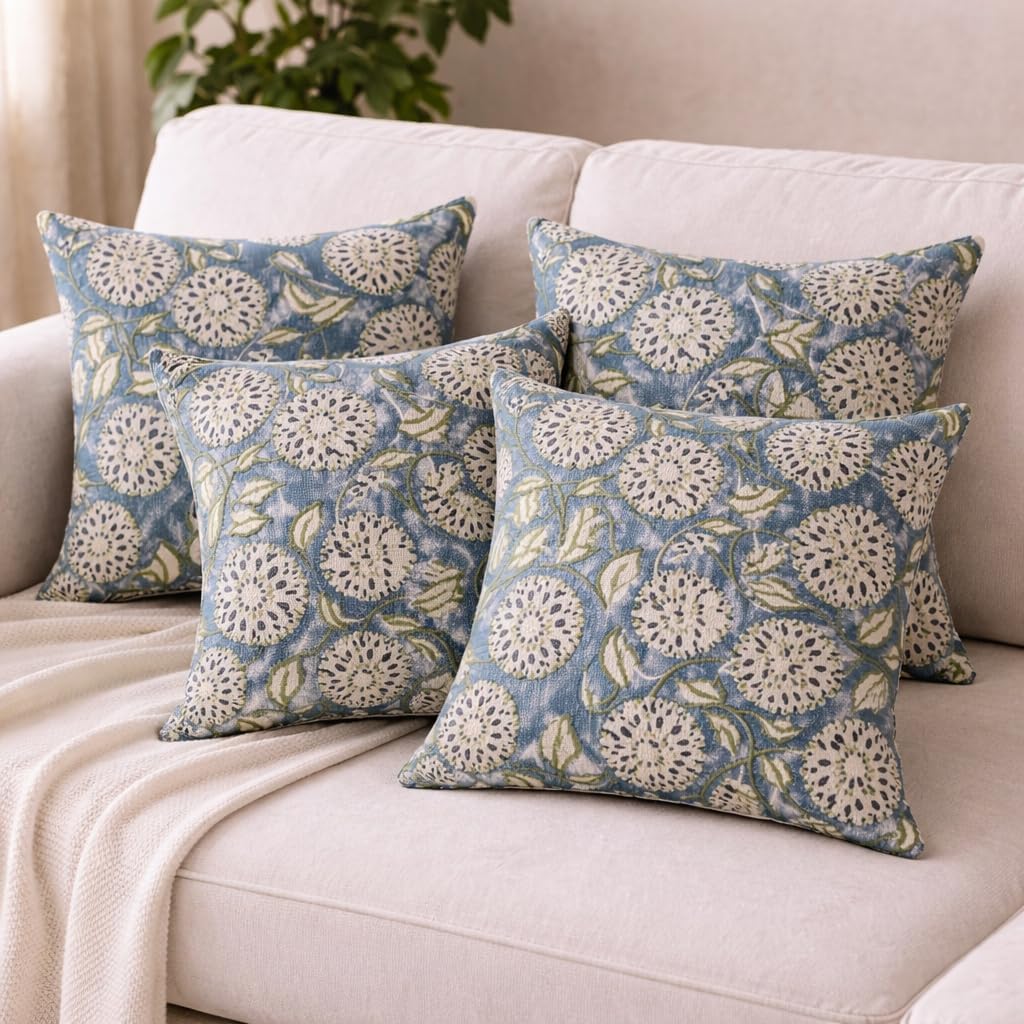 Celeste Garden Cotton Slub Cushion Cover