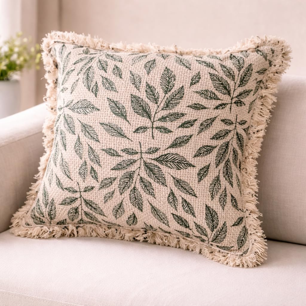 Forest Whisper Organic Cotton Slub Cushion Cover