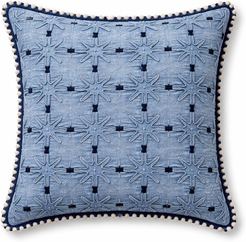 Celeste Star Grid  Indigo Cushion Cover