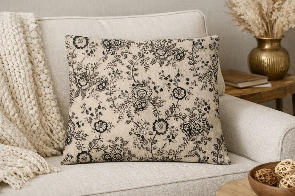 Monochrome Meadow Cushion Cover