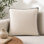 Ivory Grace Embroidered Cotton Cushion Cover