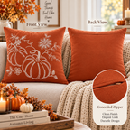 Pumpkin Harvest Throw Cushion Cover – Autumn Fall Decorative Accent Pillow - pack of 2