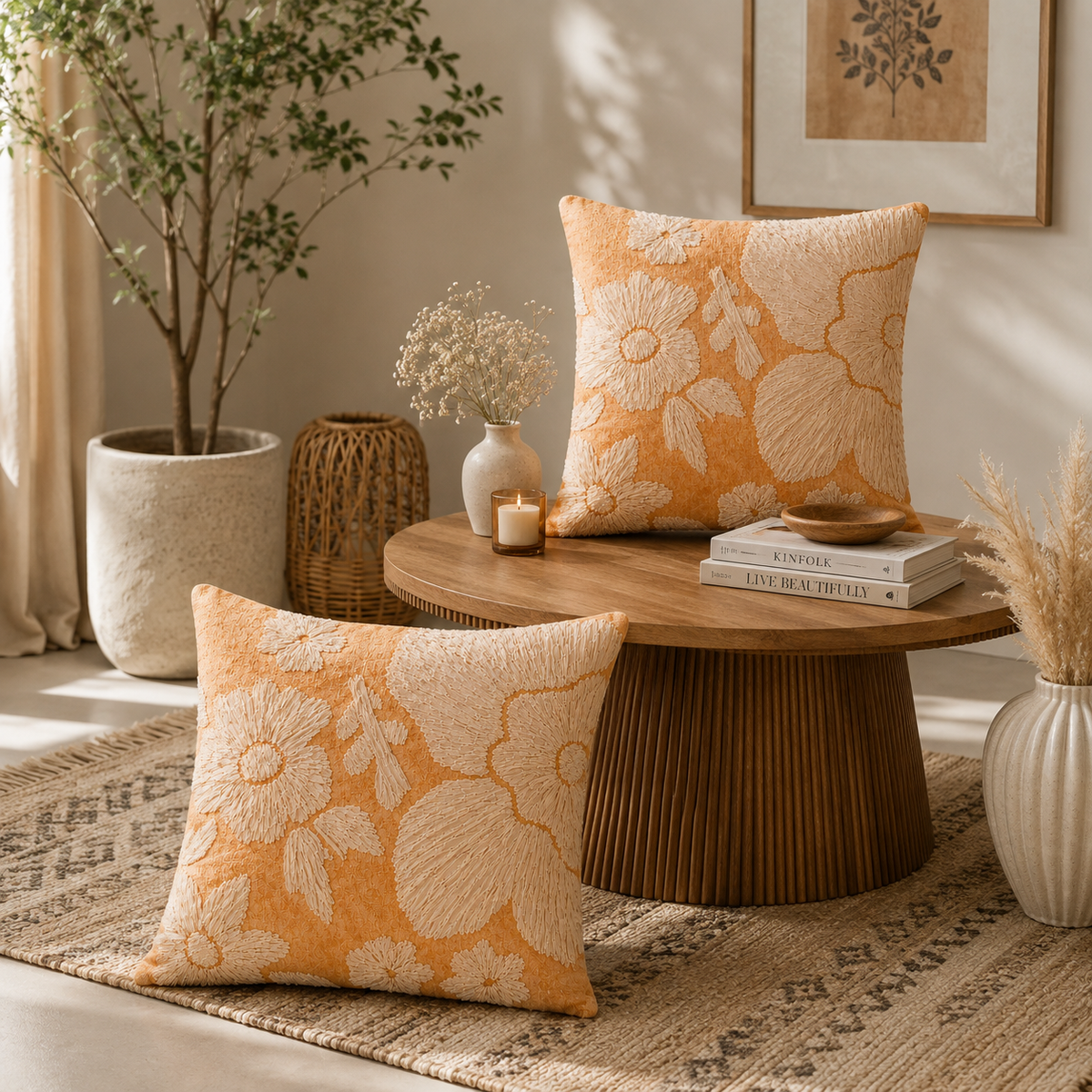 Sculpted Petals Handwoven Cushion Cover