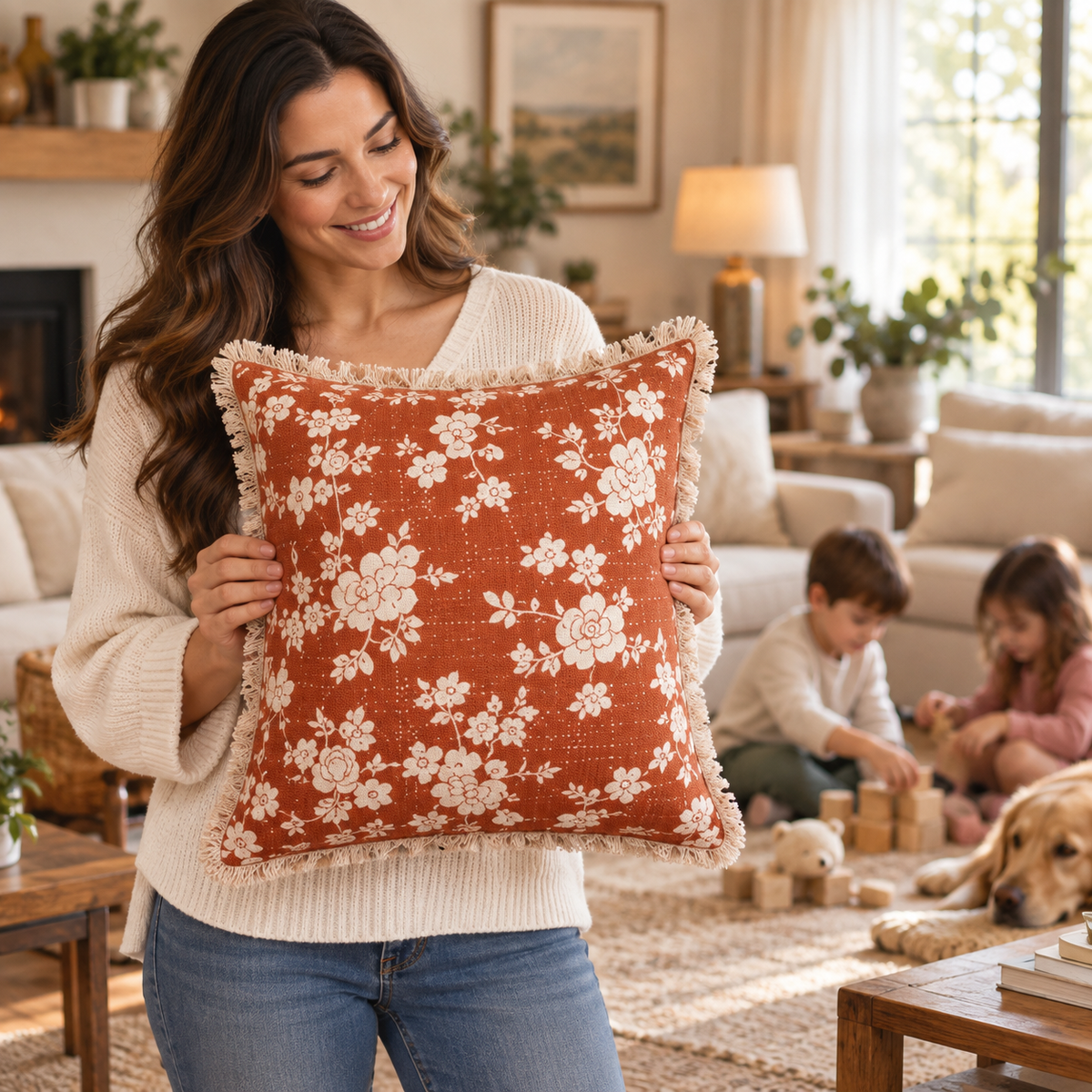 Botanique Double Layer Cotton Cushion Cover – Hand Block Printed