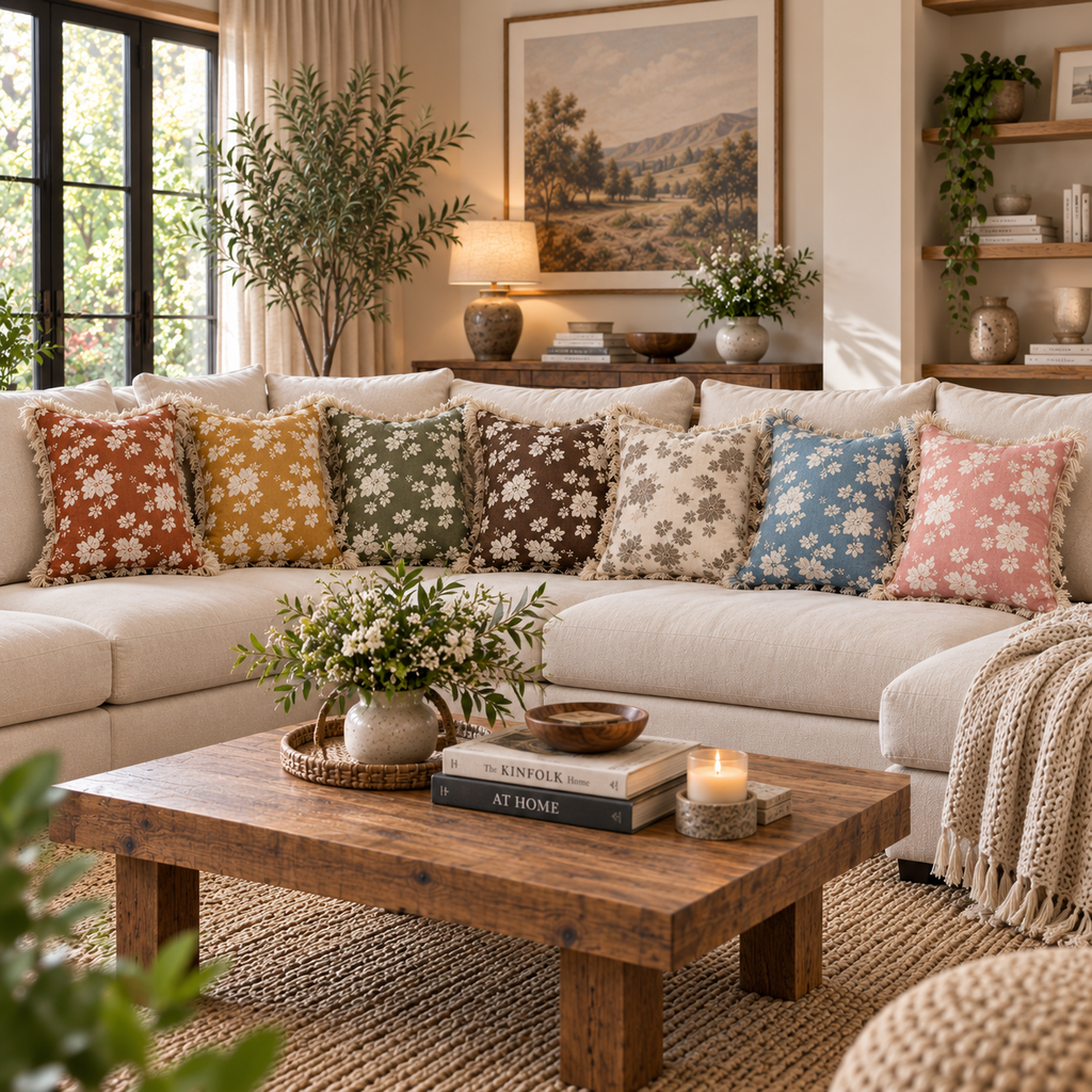 Botanique Double Layer Cotton Cushion Cover – Hand Block Printed