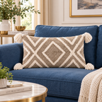 Sandstone Diamond Tufted Cotton Blend Cushion Cover