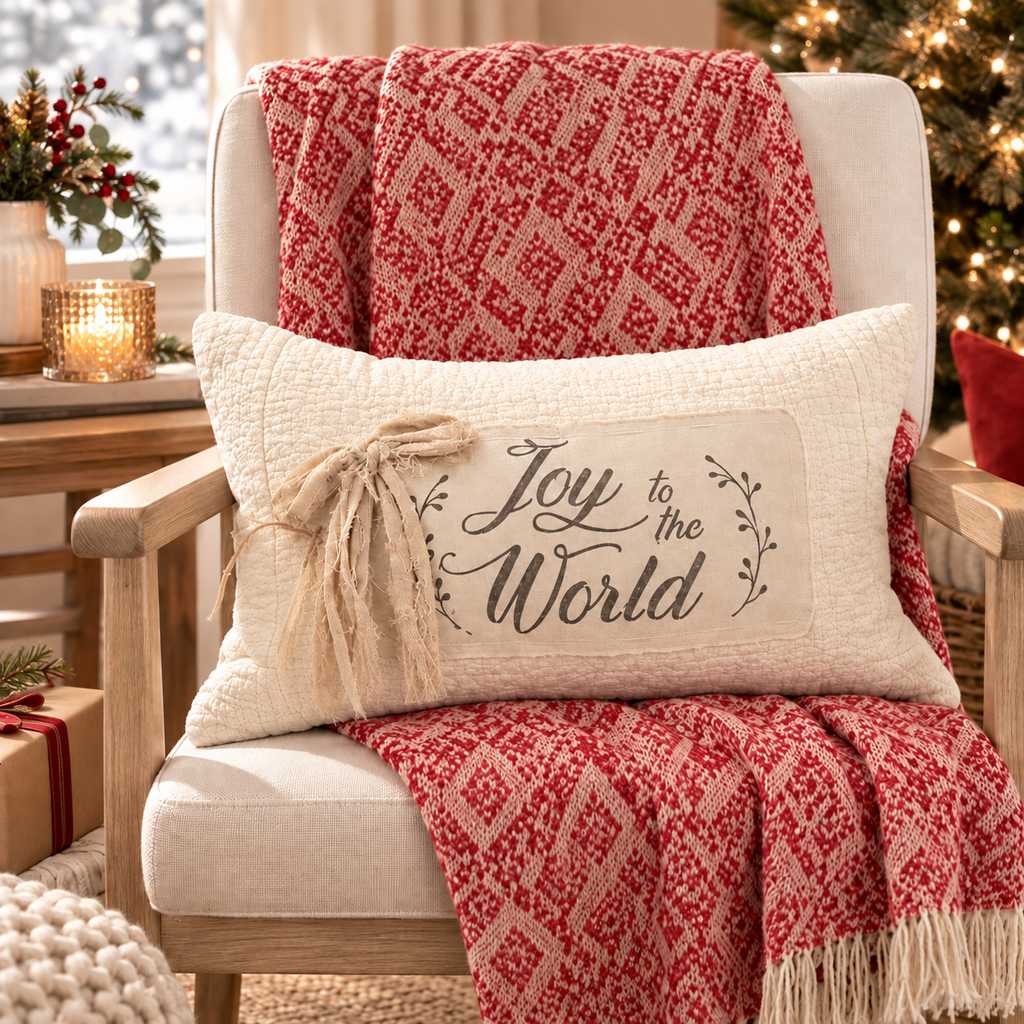 Joyful Noel Christmas Lumbar Pillow Cover – Festive Holiday Decorative Accent Pillow- pack of 2