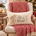 Joyful Noel Christmas Lumbar Pillow Cover – Festive Holiday Decorative Accent Pillow- pack of 2