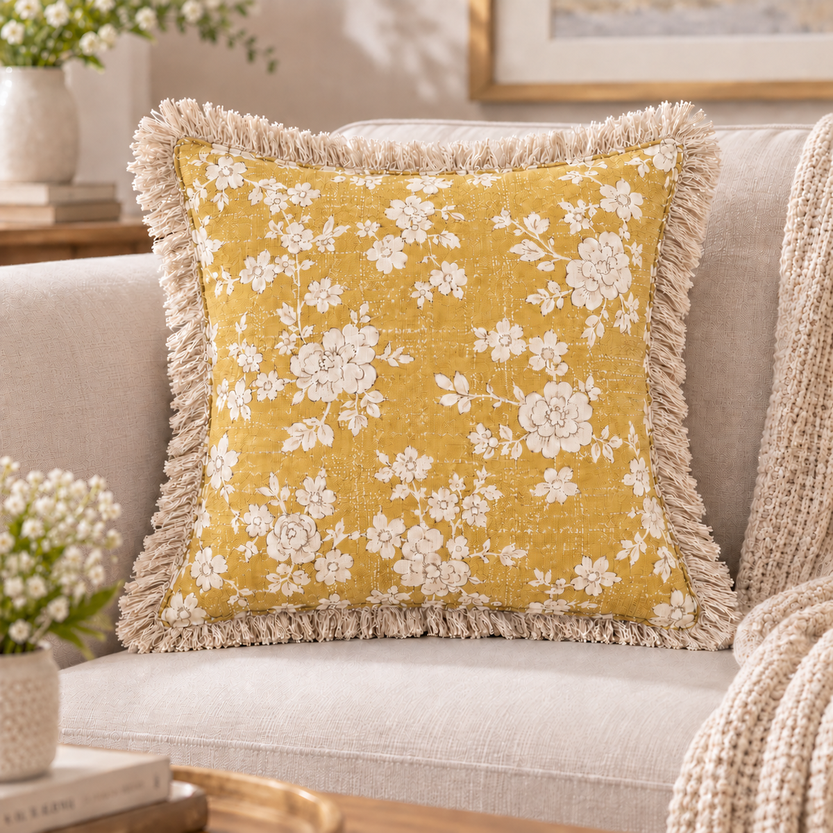 Botanique Double Layer Cotton Cushion Cover – Hand Block Printed