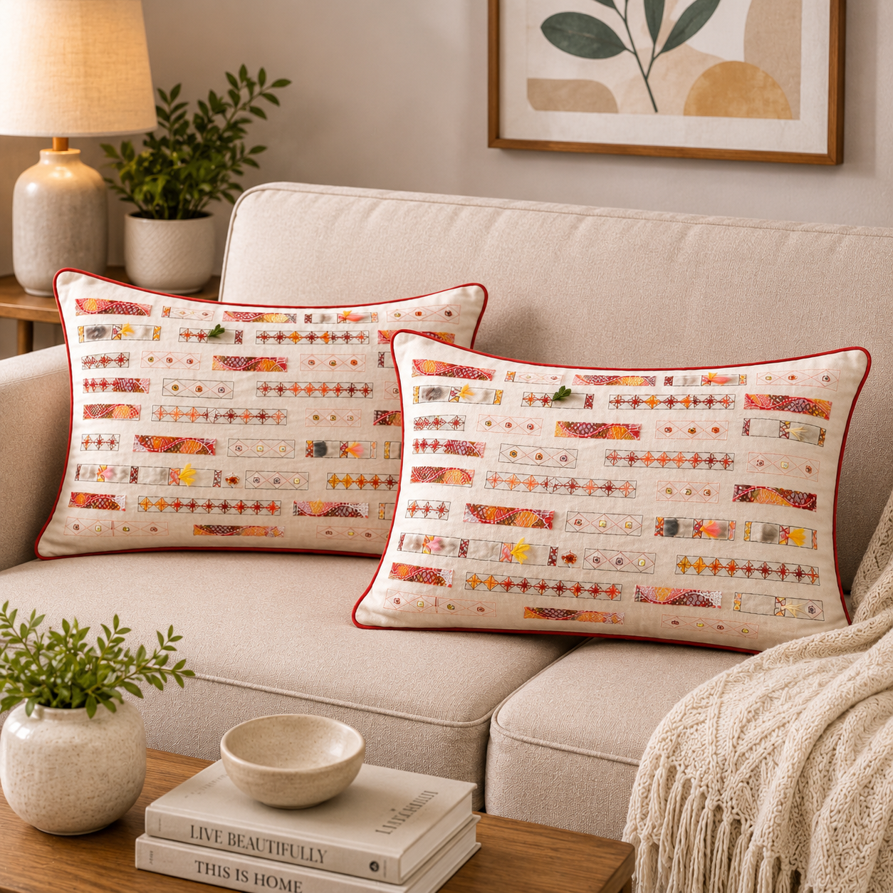 Karigar Coral Loom Cushion