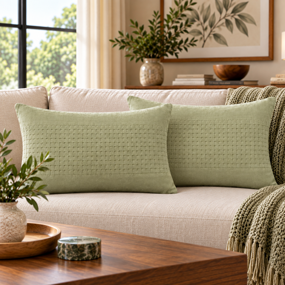 Artisan Weave Handwoven Cotton Throw Pillow Cover