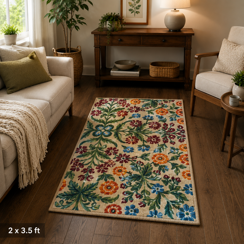 Floral Folk Art Area Rug