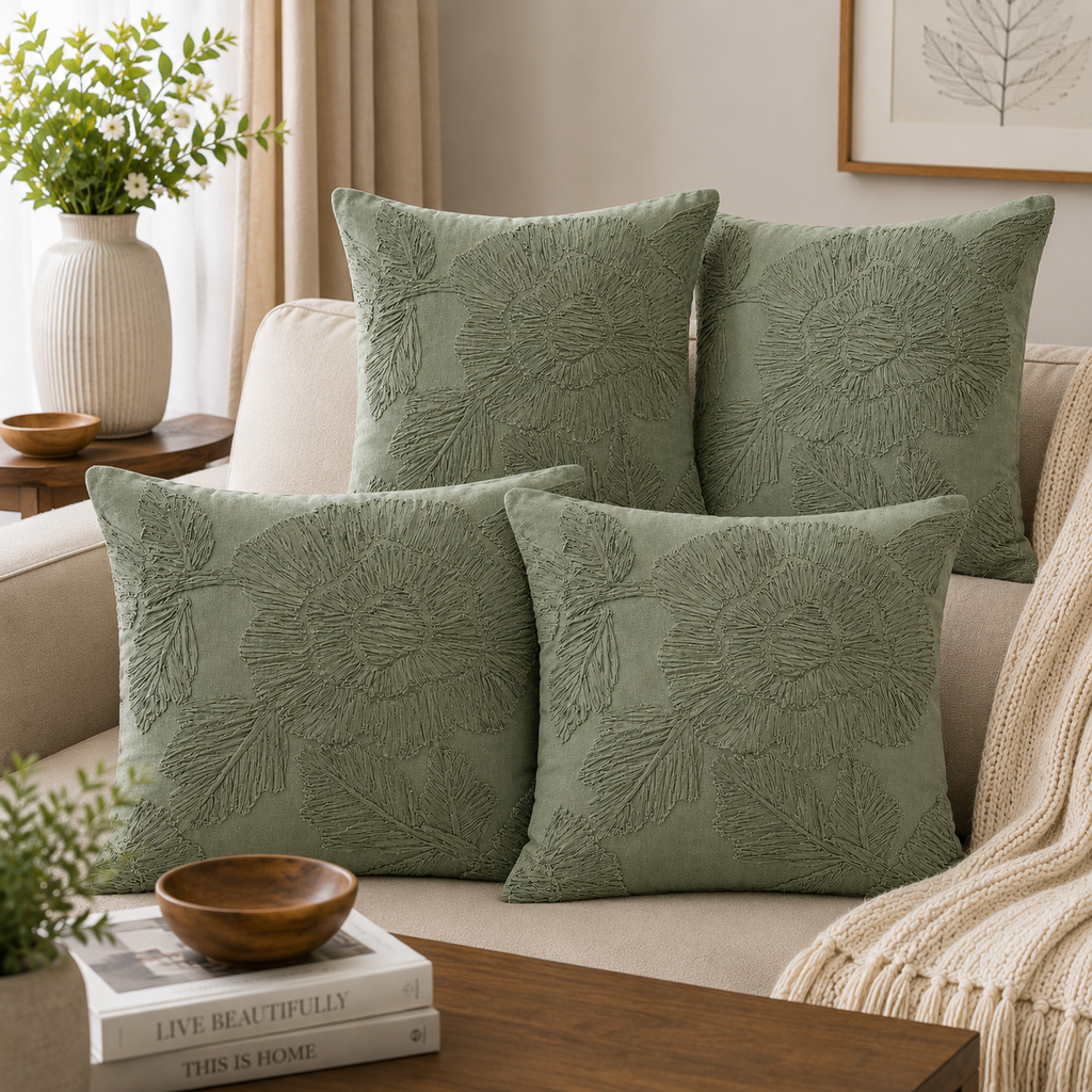 Sculpted Petals Handwoven Cushion Cover