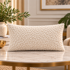 Ivory Cloud Cotton Blend Textured Cushion Cover