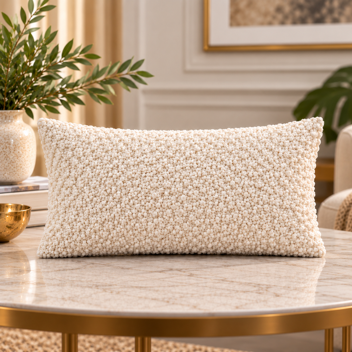 Ivory Cloud Cotton Blend Textured Cushion Cover
