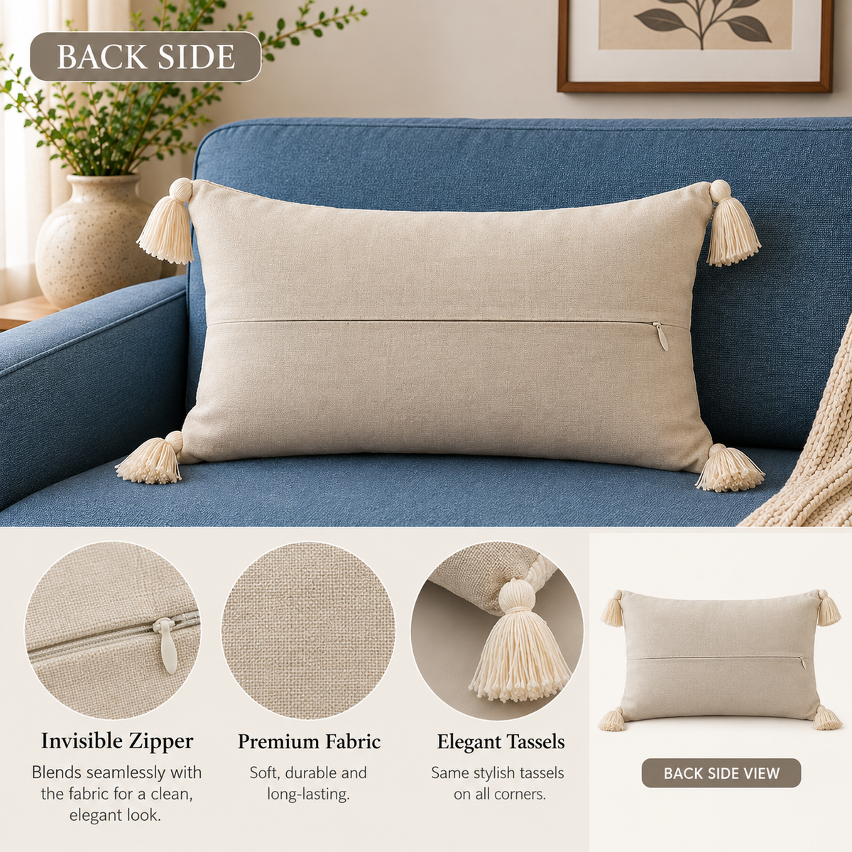 Sandstone Diamond Tufted Cotton Blend Cushion Cover