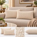 Ivory Cloud Cotton Blend Textured Cushion Cover