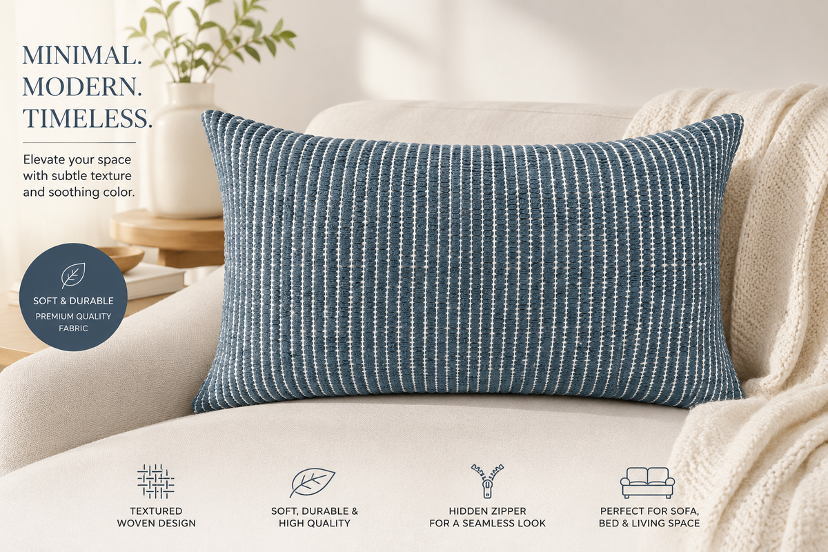 Maison Indigo Tufted Cotton Lumbar Cushion Cover