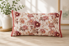 Autumn Rose Floral Accent Pillow Covers – Cotton & Jute Blend, Decorative Throw Pillows