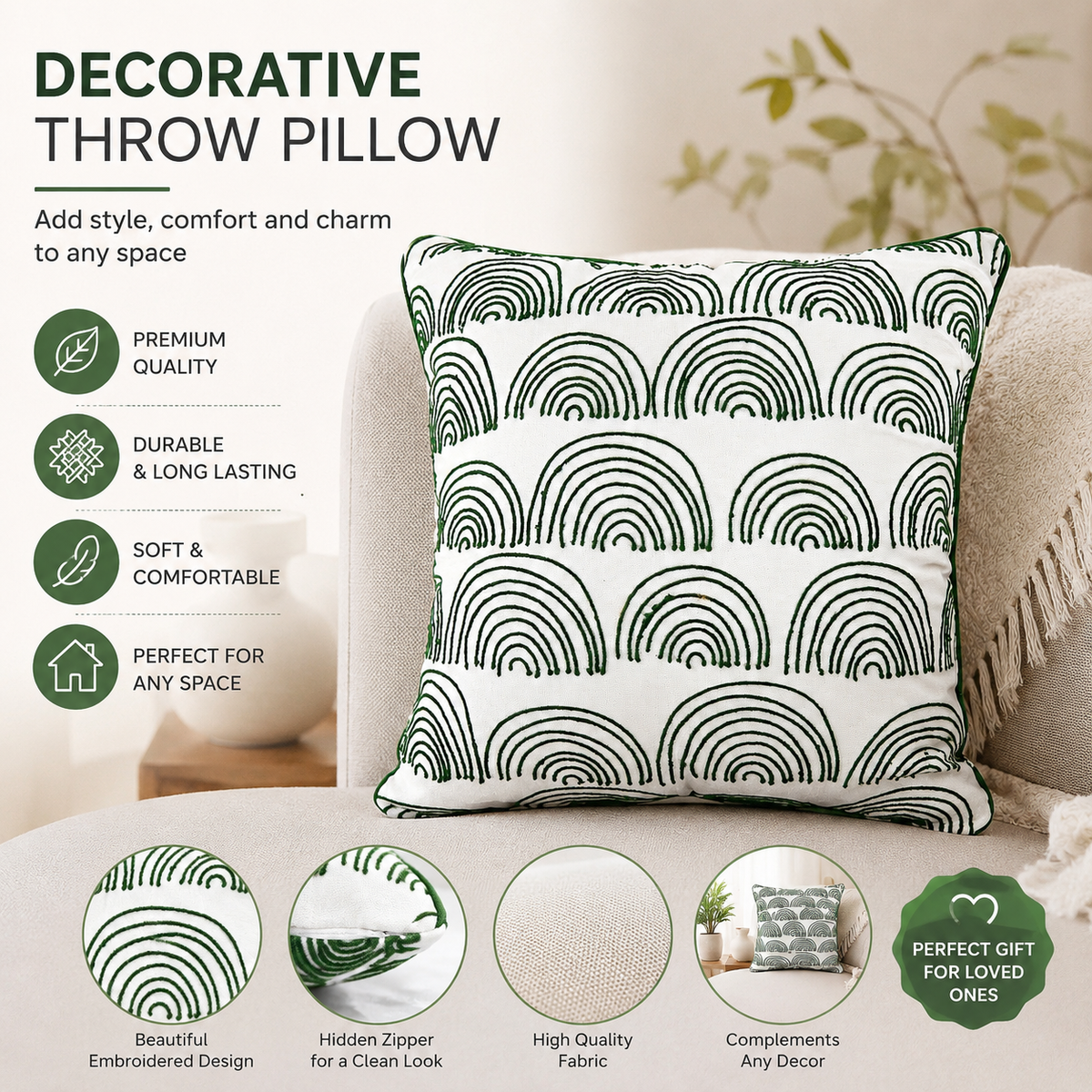 Luna Terra Crescent Cushion Cover-Decorative Throw Pillow Cover