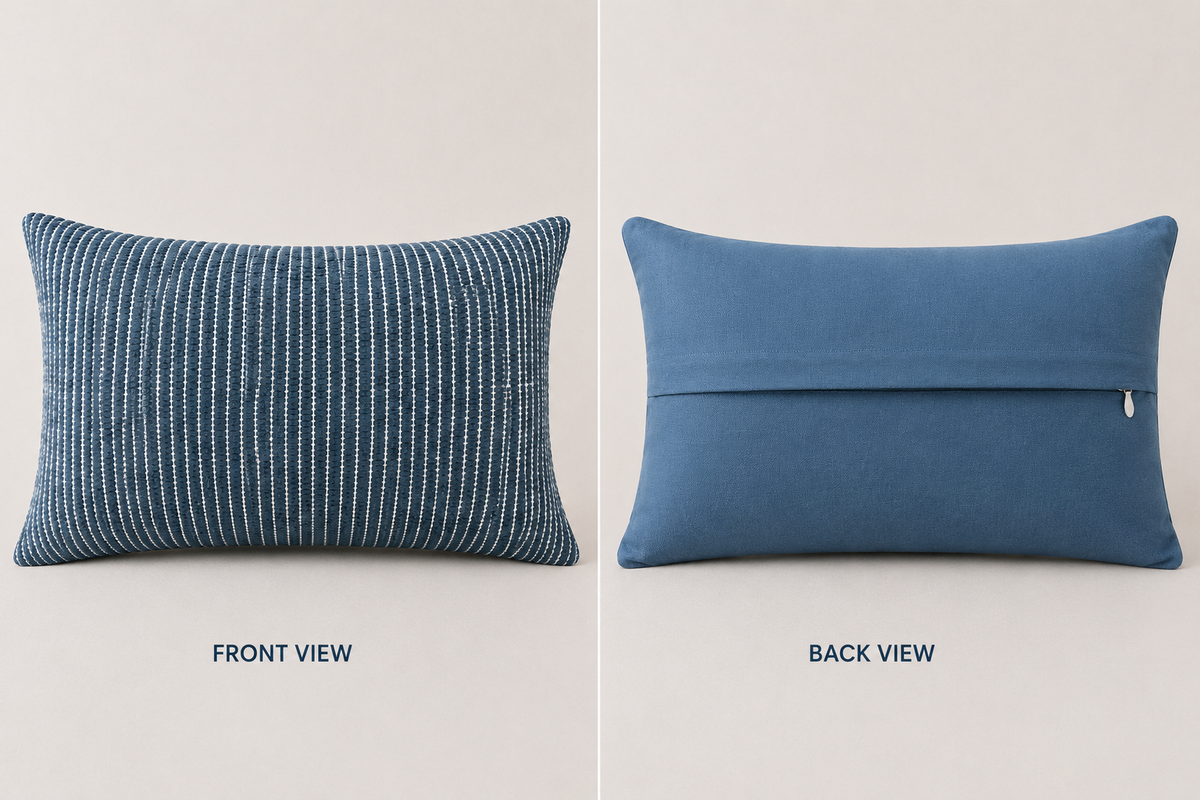 Maison Indigo Tufted Cotton Lumbar Cushion Cover