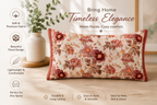 Autumn Rose Floral Accent Pillow Covers – Cotton & Jute Blend, Decorative Throw Pillows