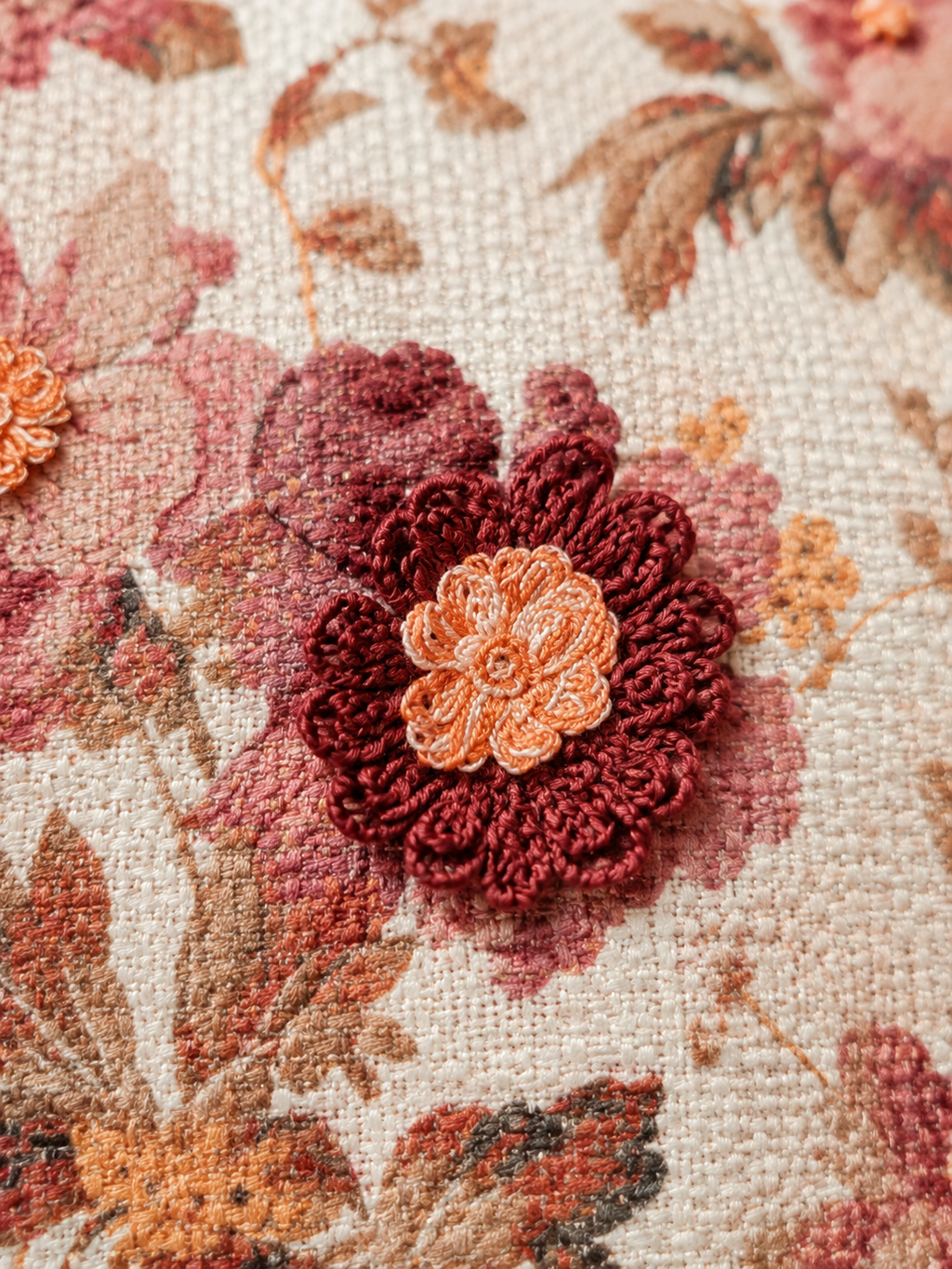 Autumn Rose Floral Accent Pillow Covers – Cotton & Jute Blend, Decorative Throw Pillows