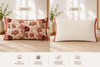 Autumn Rose Floral Accent Pillow Covers – Cotton & Jute Blend, Decorative Throw Pillows