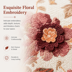Autumn Rose Floral Accent Pillow Covers – Cotton & Jute Blend, Decorative Throw Pillows