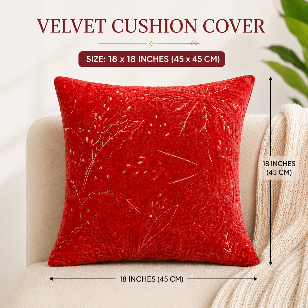 Scarlet Elegance Velvet Cushion Cover-Decorative Throw Pillow Cover