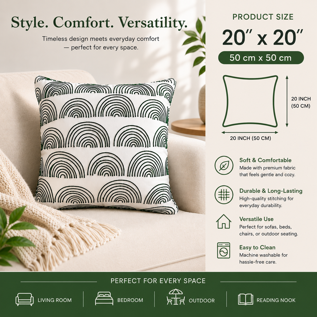 Luna Terra Crescent Cushion Cover-Decorative Throw Pillow Cover