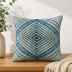 Sapphire Grid Cotton Cushion Cover – Woven Decorative Throw Pillow Cover