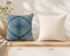 Sapphire Grid Cotton Cushion Cover – Woven Decorative Throw Pillow Cover