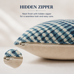 Sapphire Grid Cotton Cushion Cover – Woven Decorative Throw Pillow Cover